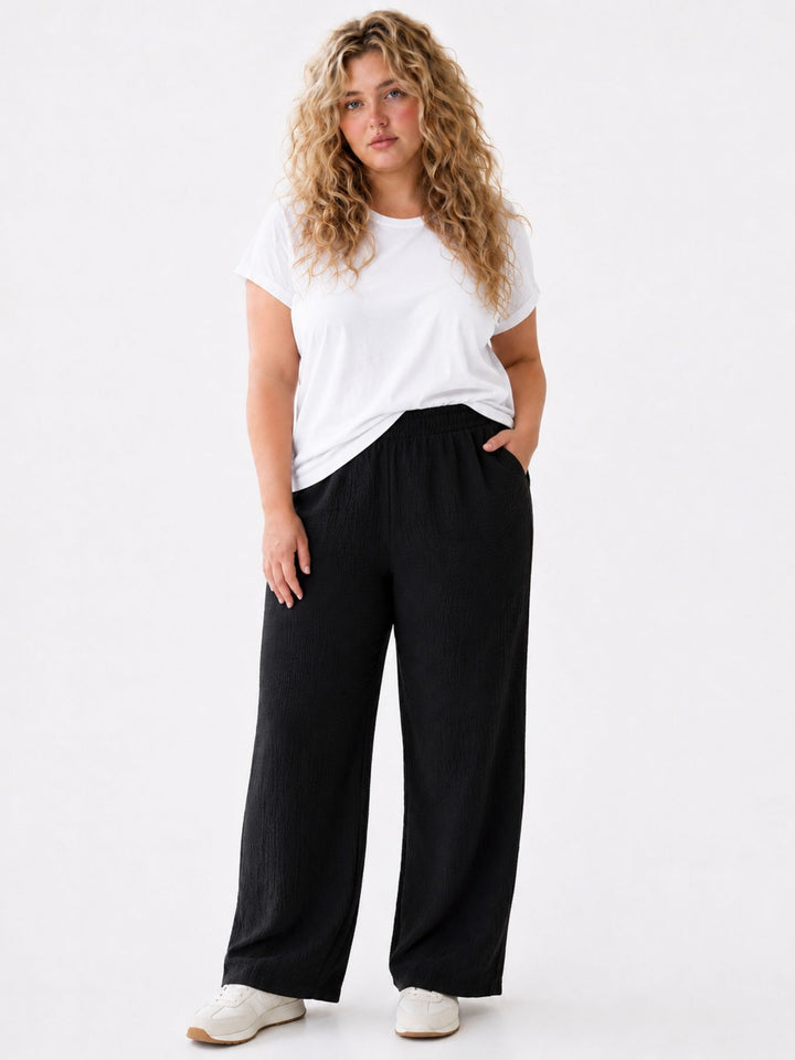 Hose Damen Crinkle Optik Stretch
