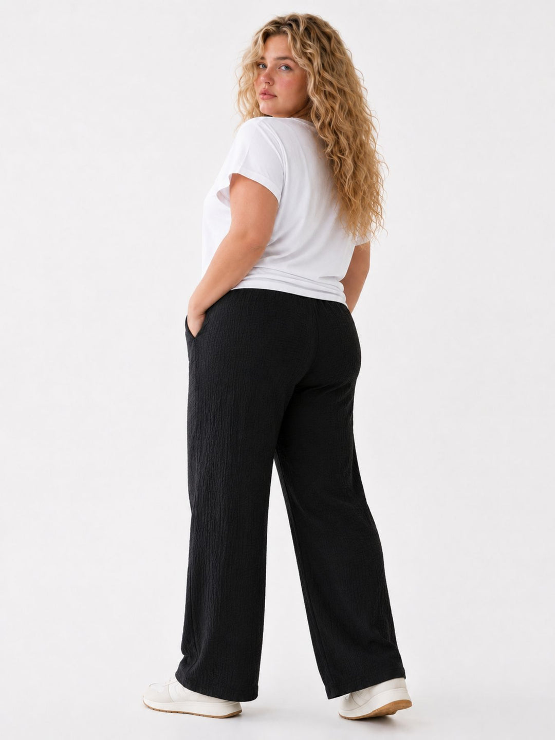 Hose Damen Crinkle Optik Stretch