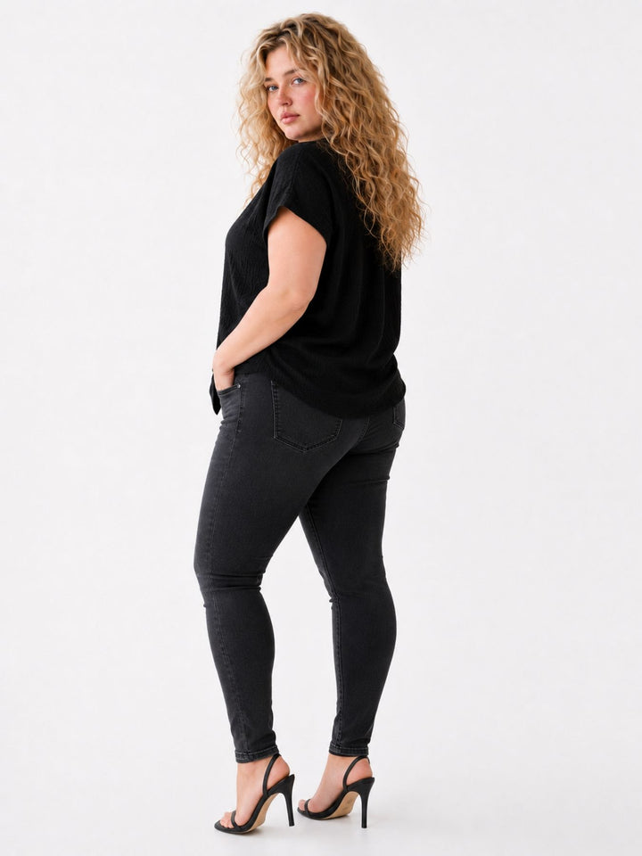 Bluse Damen Crinkle Knopfleiste