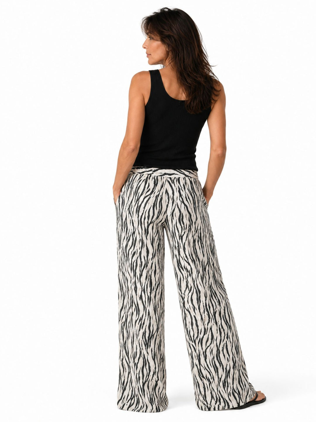 Hose Damen Crinkel Allover Druck Kordelzug