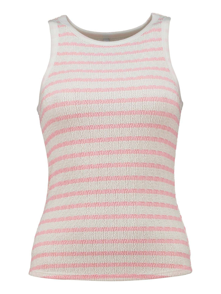 Top Damen Crinkle SL C TP Be44a pink stripe