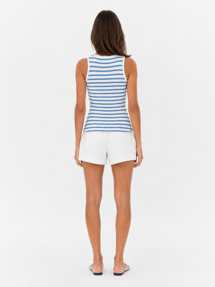 Top Damen Crinkle SL C TP Be44a blue stripe