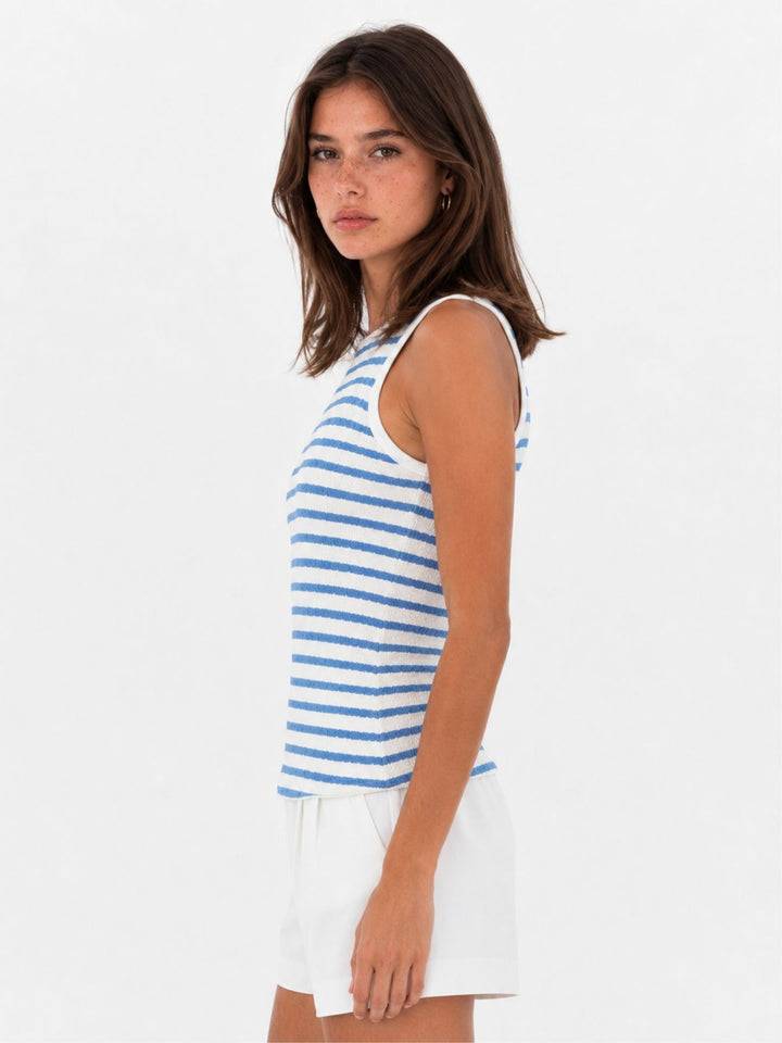 Top Damen Crinkle SL C TP Be44a blue stripe