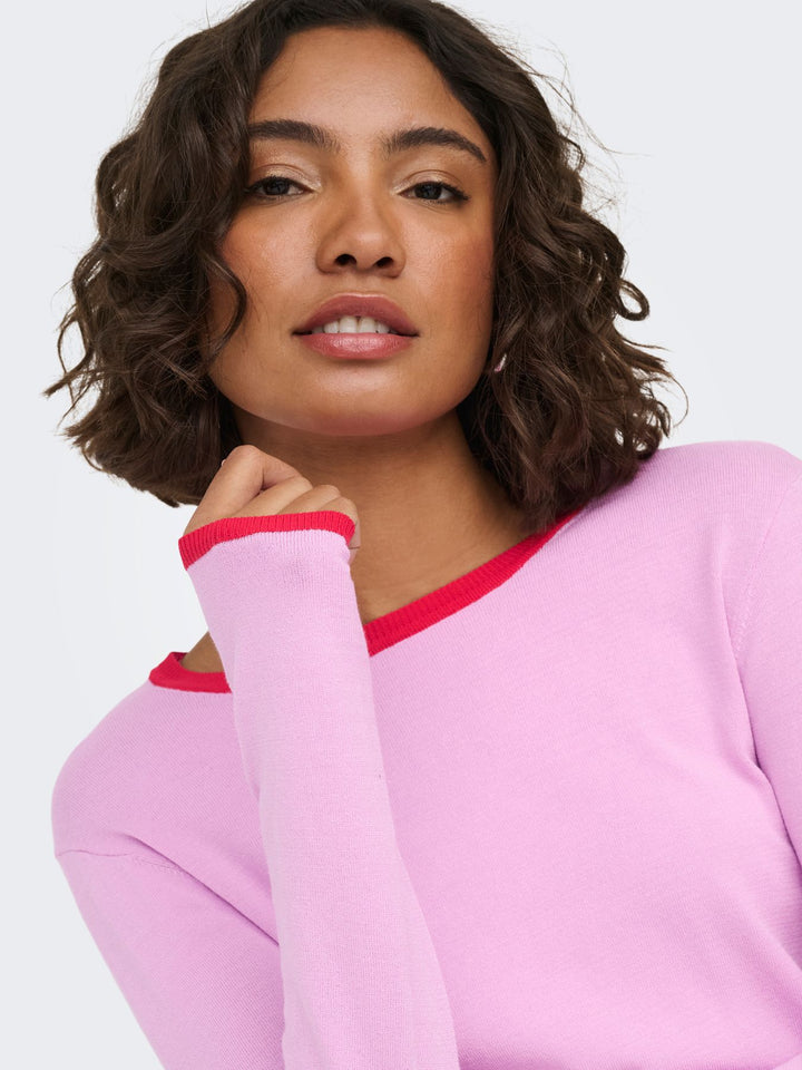 ONLCONTA LS DETAIL O-NECK CC KNT True Red/Phalaenopsis