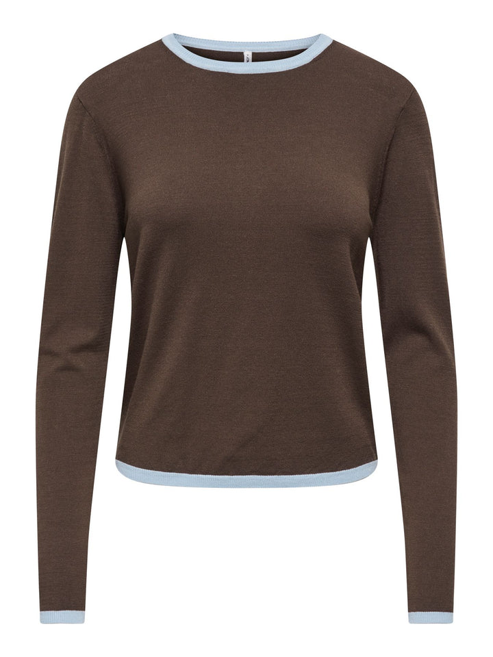 ONLCONTA LS DETAIL O-NECK CC KNT Cashmere Blue/Bracken