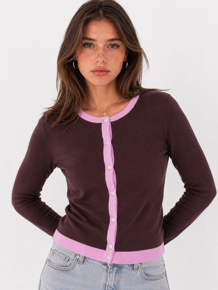 ONLCONTA LS O-NECK CARDIGAN CC KNT Phalaenopsis/Fudge