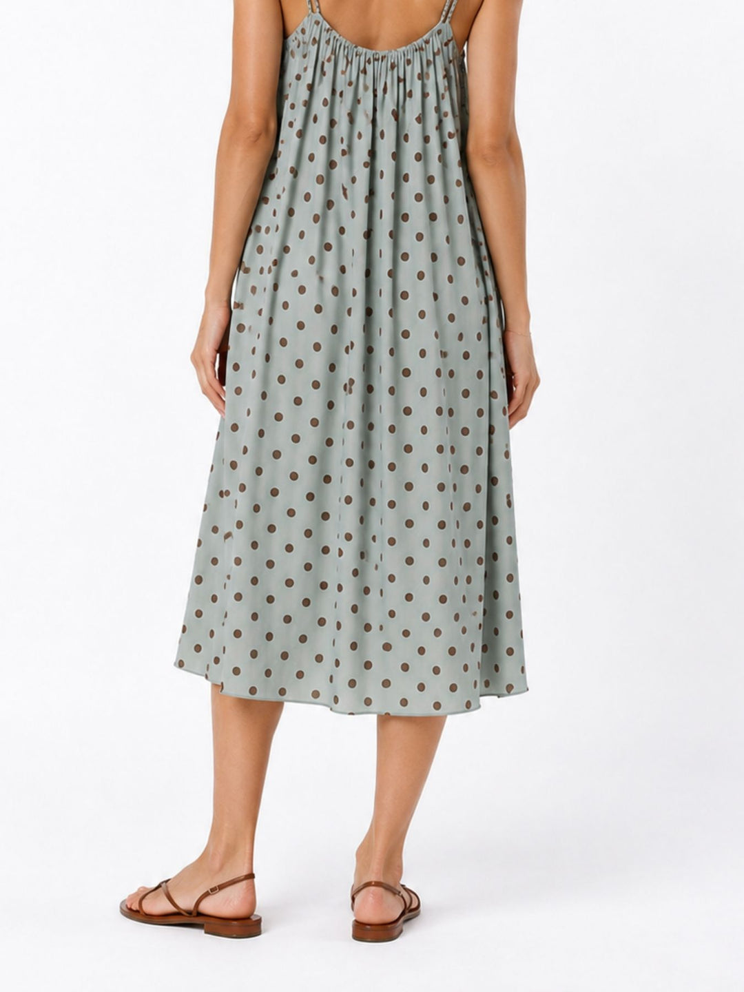 Kleid Midi schmale gelochtene Träger APO Punkte