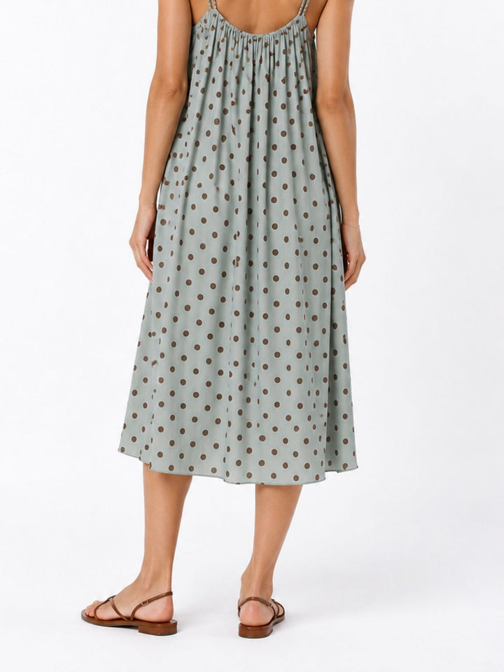 Kleid Midi schmale gelochtene Träger APO Punkte
