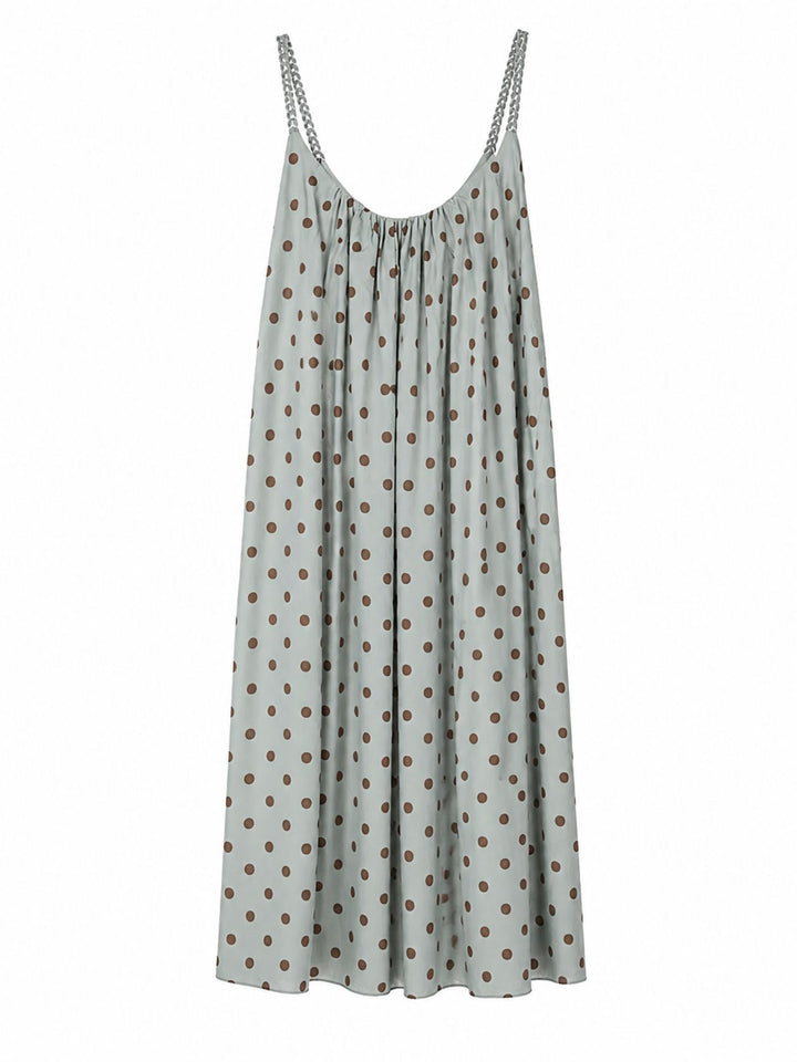 Kleid Midi schmale gelochtene Träger APO Punkte