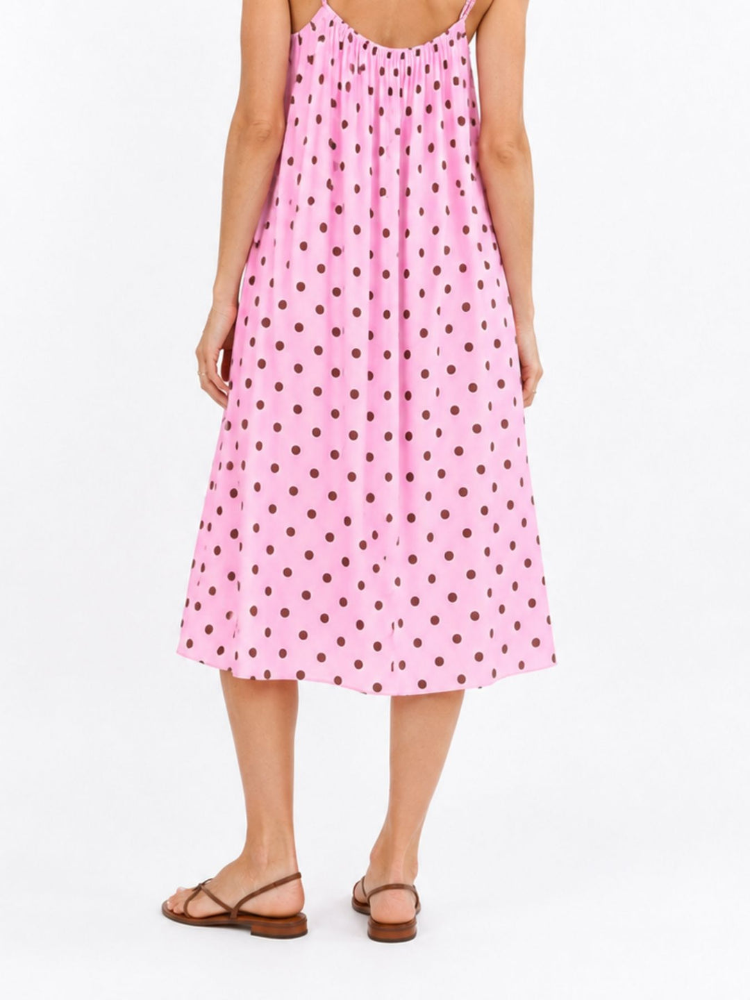 Kleid Midi schmale gelochtene Träger APO Punkte