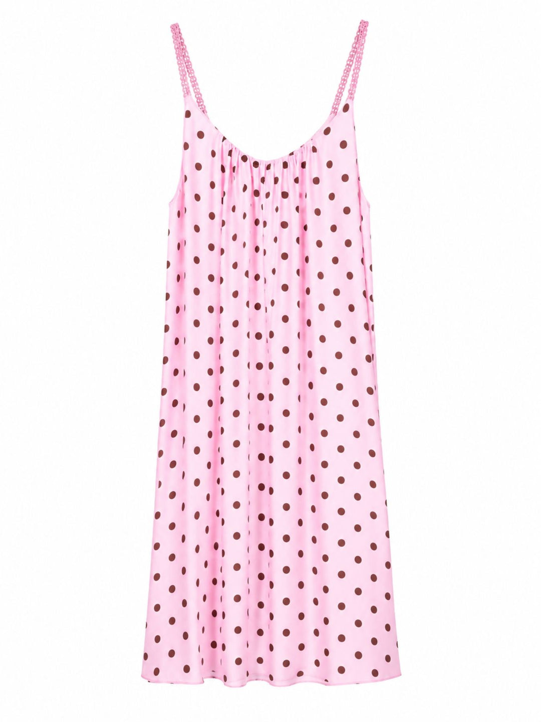 Kleid Midi schmale gelochtene Träger APO Punkte