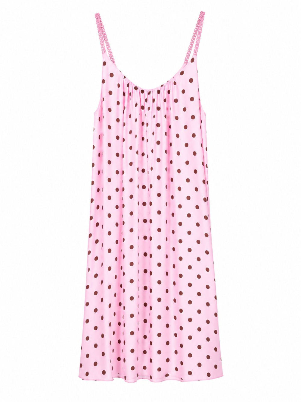 Kleid Midi schmale gelochtene Träger APO Punkte