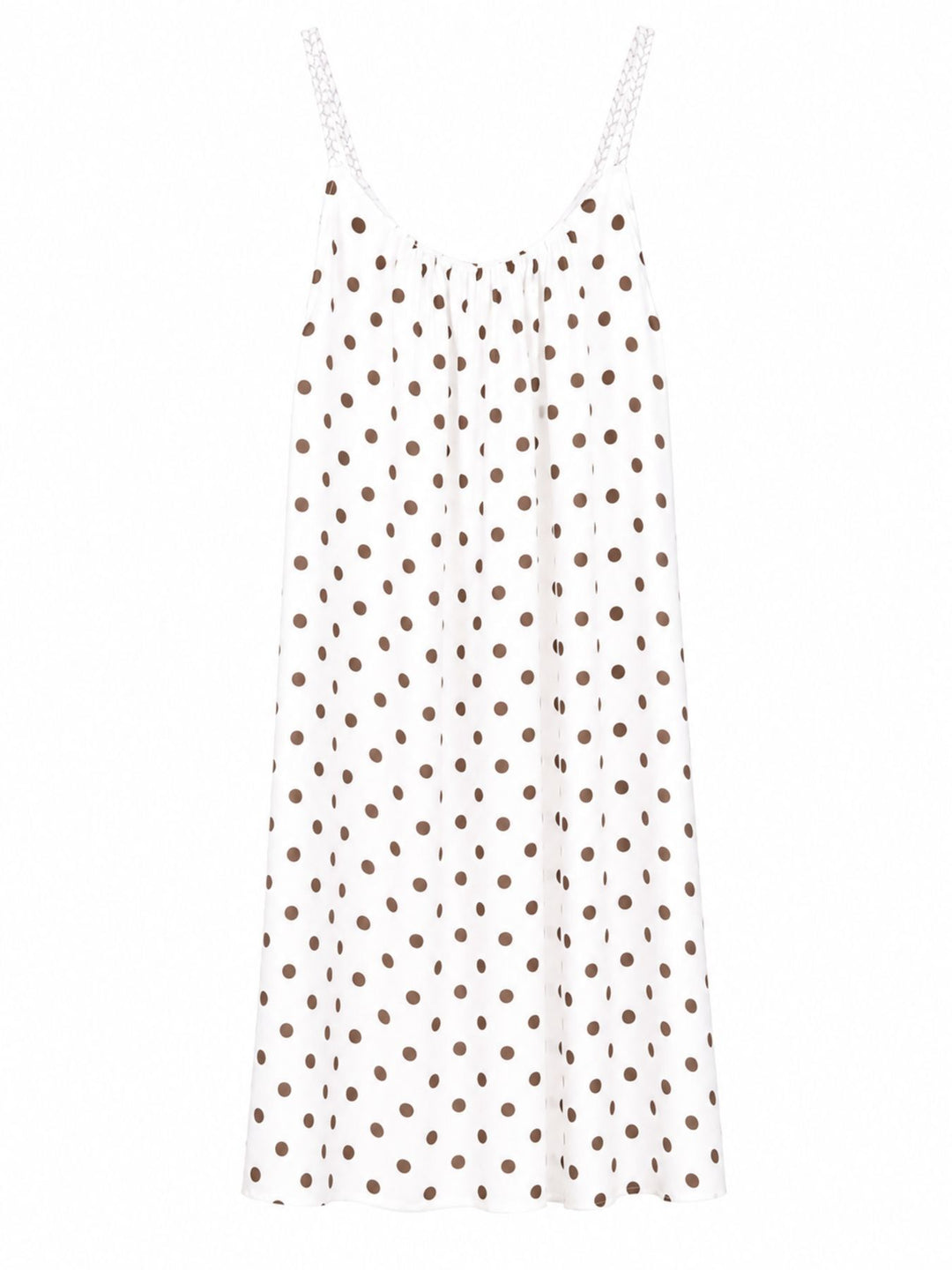 Kleid Midi schmale gelochtene Träger APO Punkte