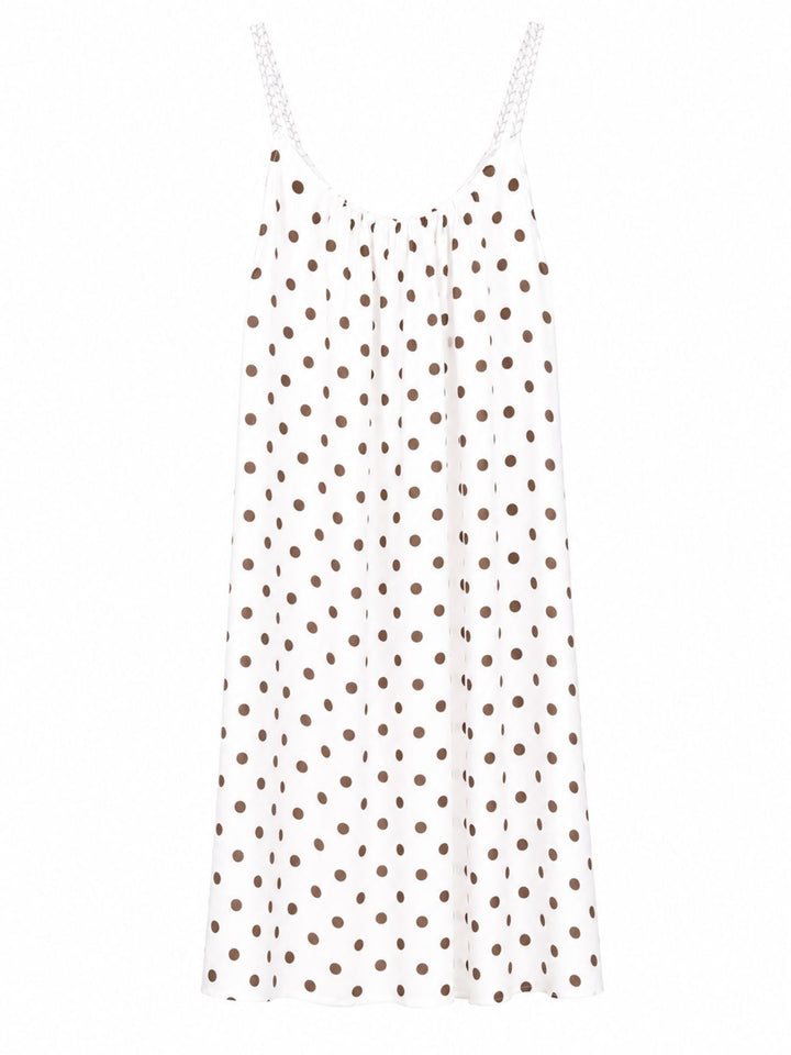 Kleid Midi schmale gelochtene Träger APO Punkte