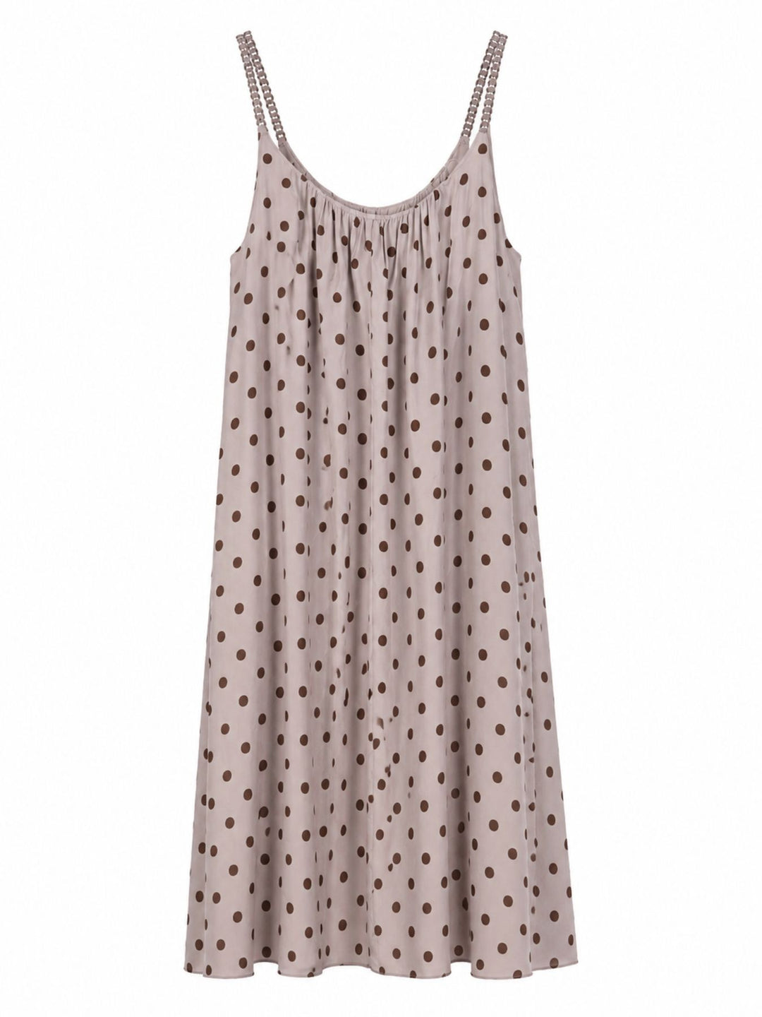 Kleid Midi schmale gelochtene Träger APO Punkte