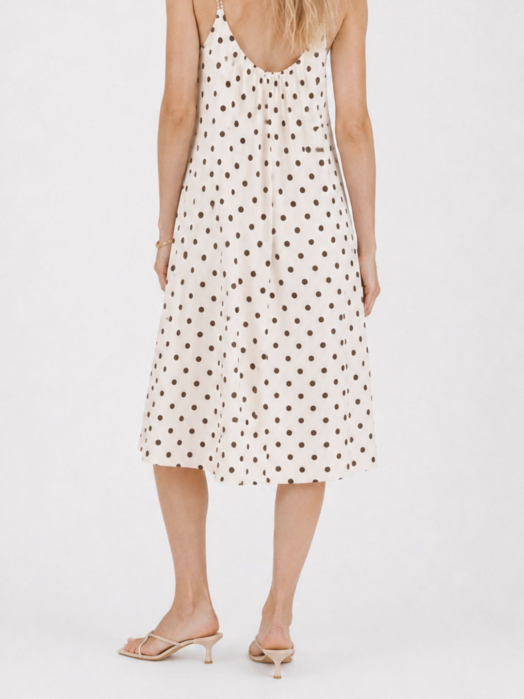 Kleid Midi schmale gelochtene Träger APO Punkte