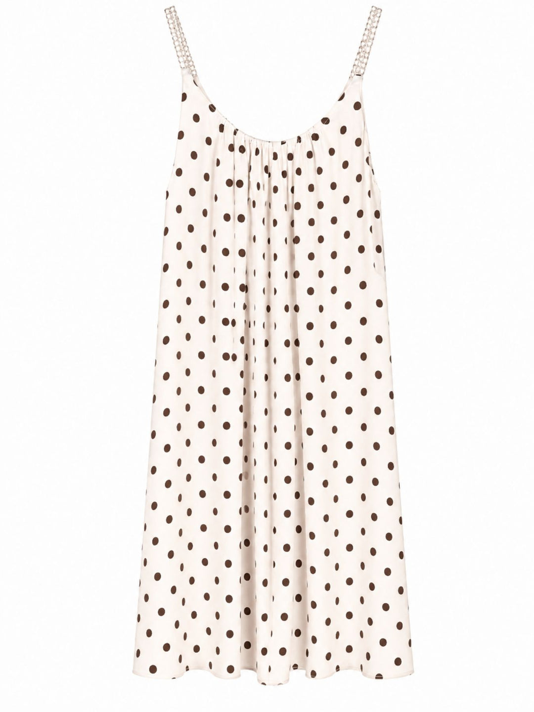 Kleid Midi schmale gelochtene Träger APO Punkte