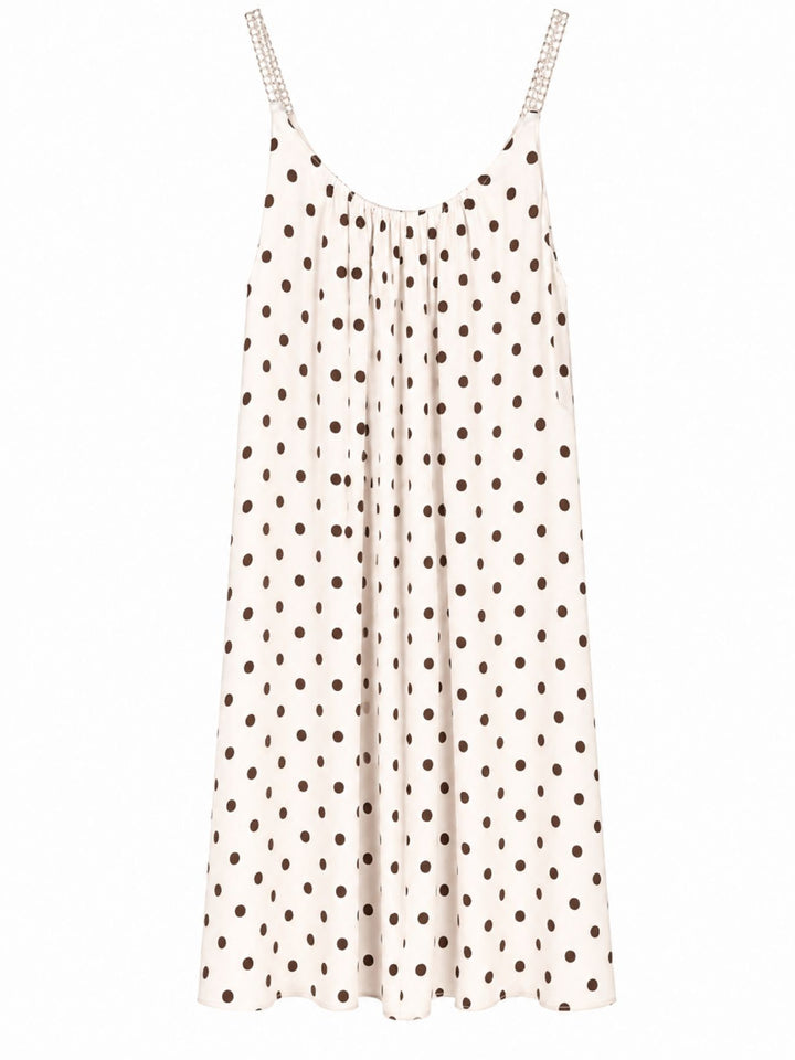 Kleid Midi schmale gelochtene Träger APO Punkte