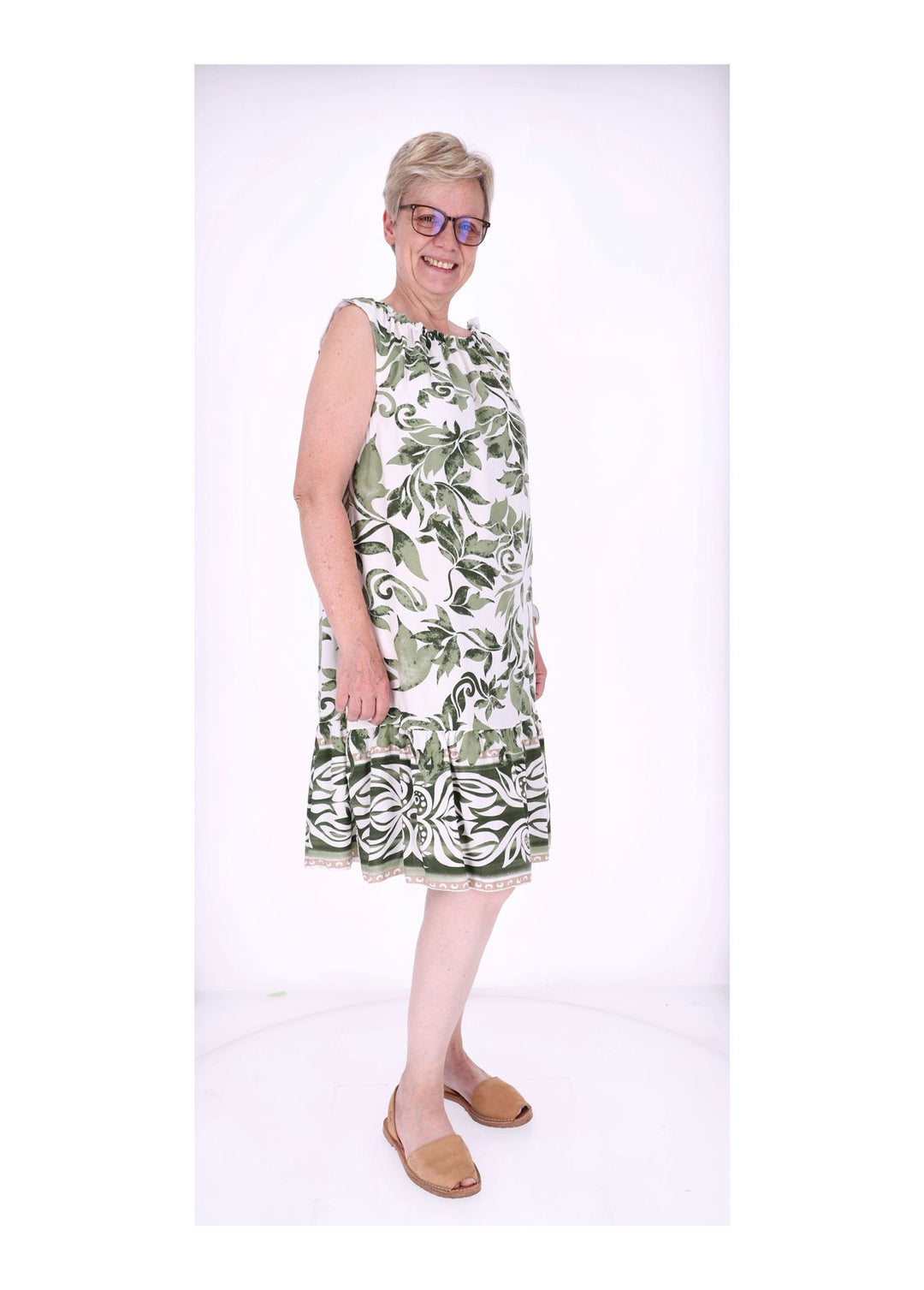 Kleid ohne Arm AOP Blätter