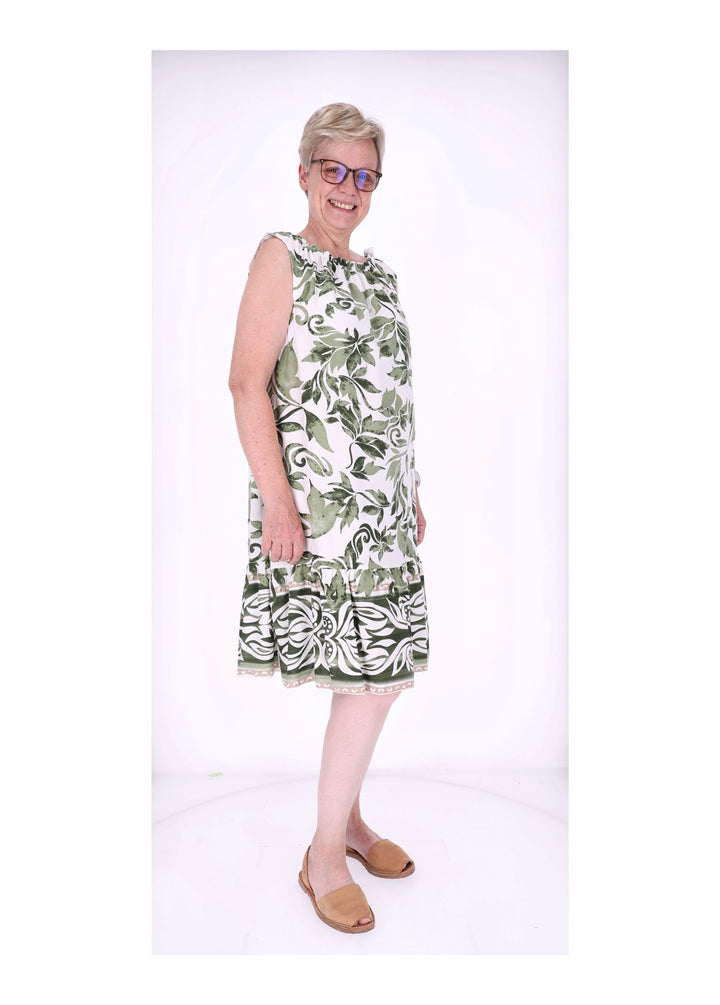 Kleid ohne Arm AOP Blätter