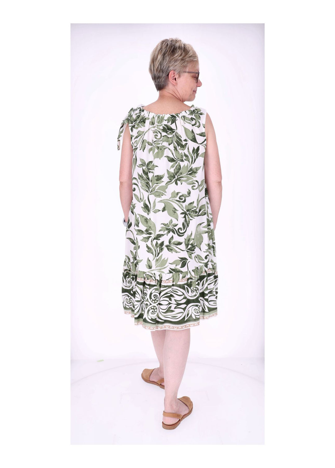 Kleid ohne Arm AOP Blätter