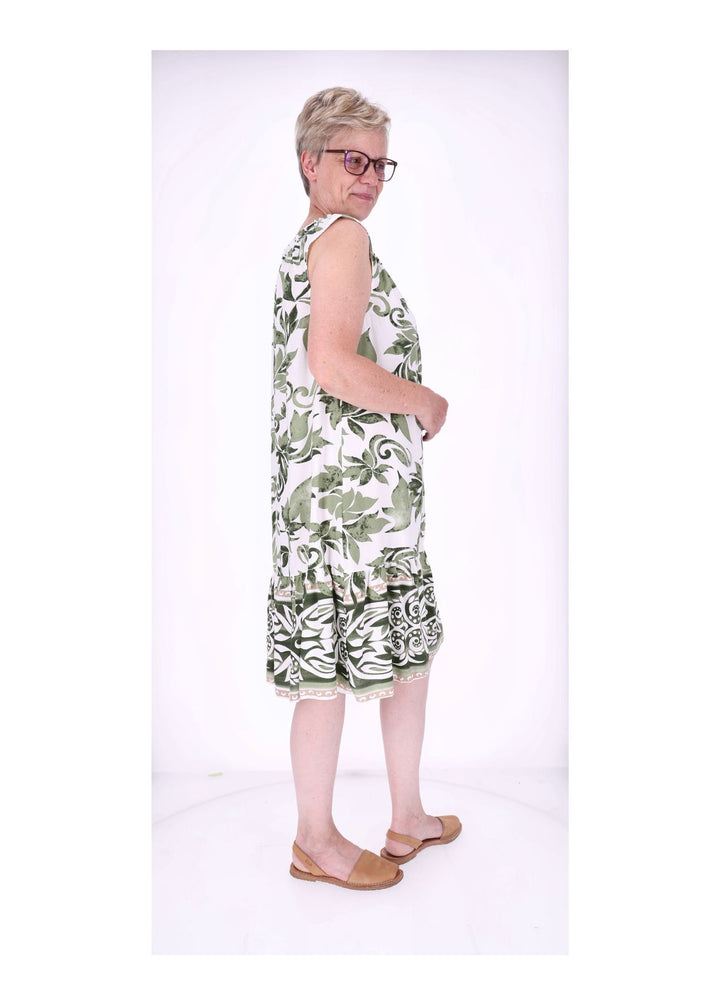 Kleid ohne Arm AOP Blätter