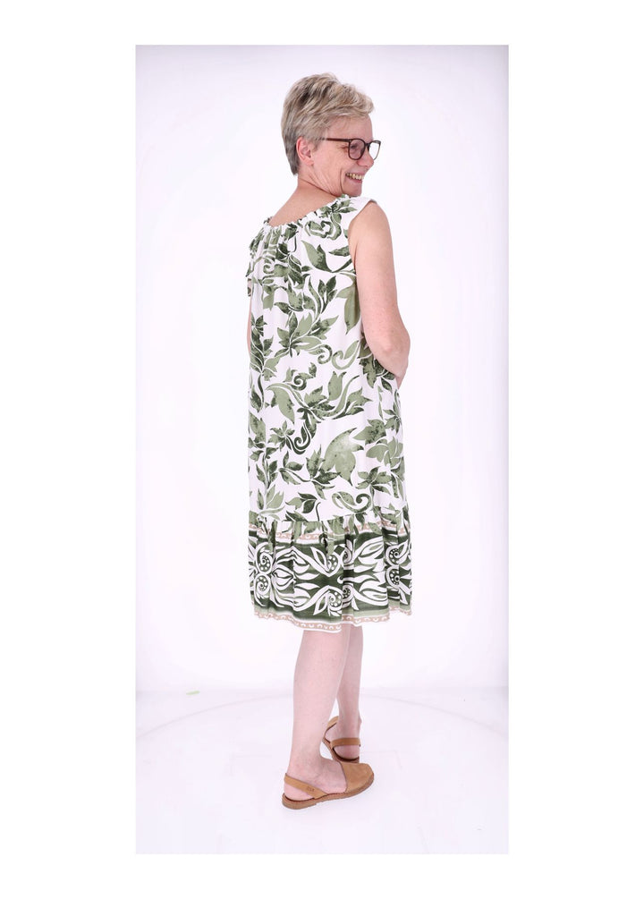 Kleid ohne Arm AOP Blätter