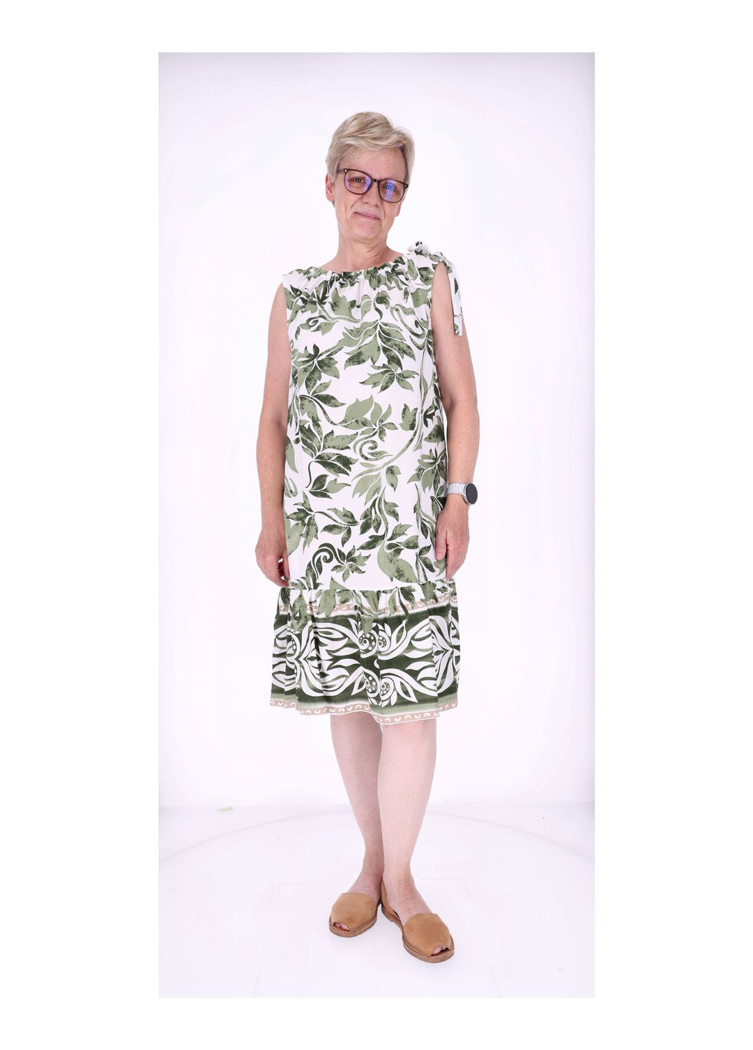 Kleid ohne Arm AOP Blätter