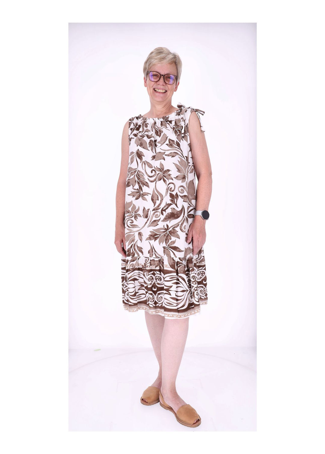 Kleid ohne Arm AOP Blätter