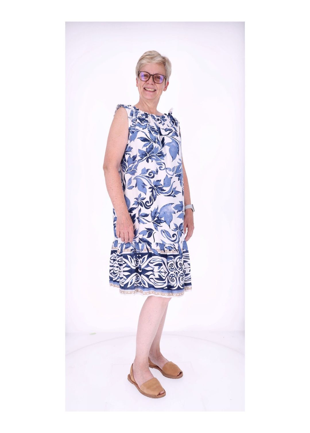 Kleid ohne Arm AOP Blätter