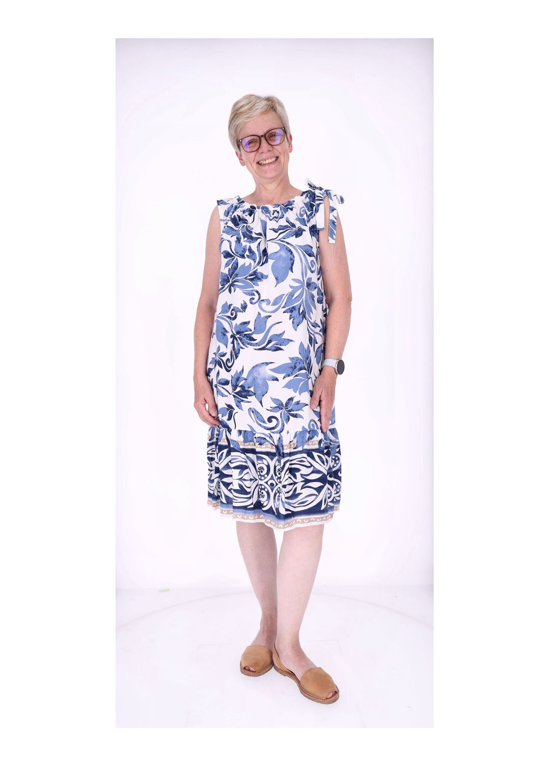Kleid ohne Arm AOP Blätter