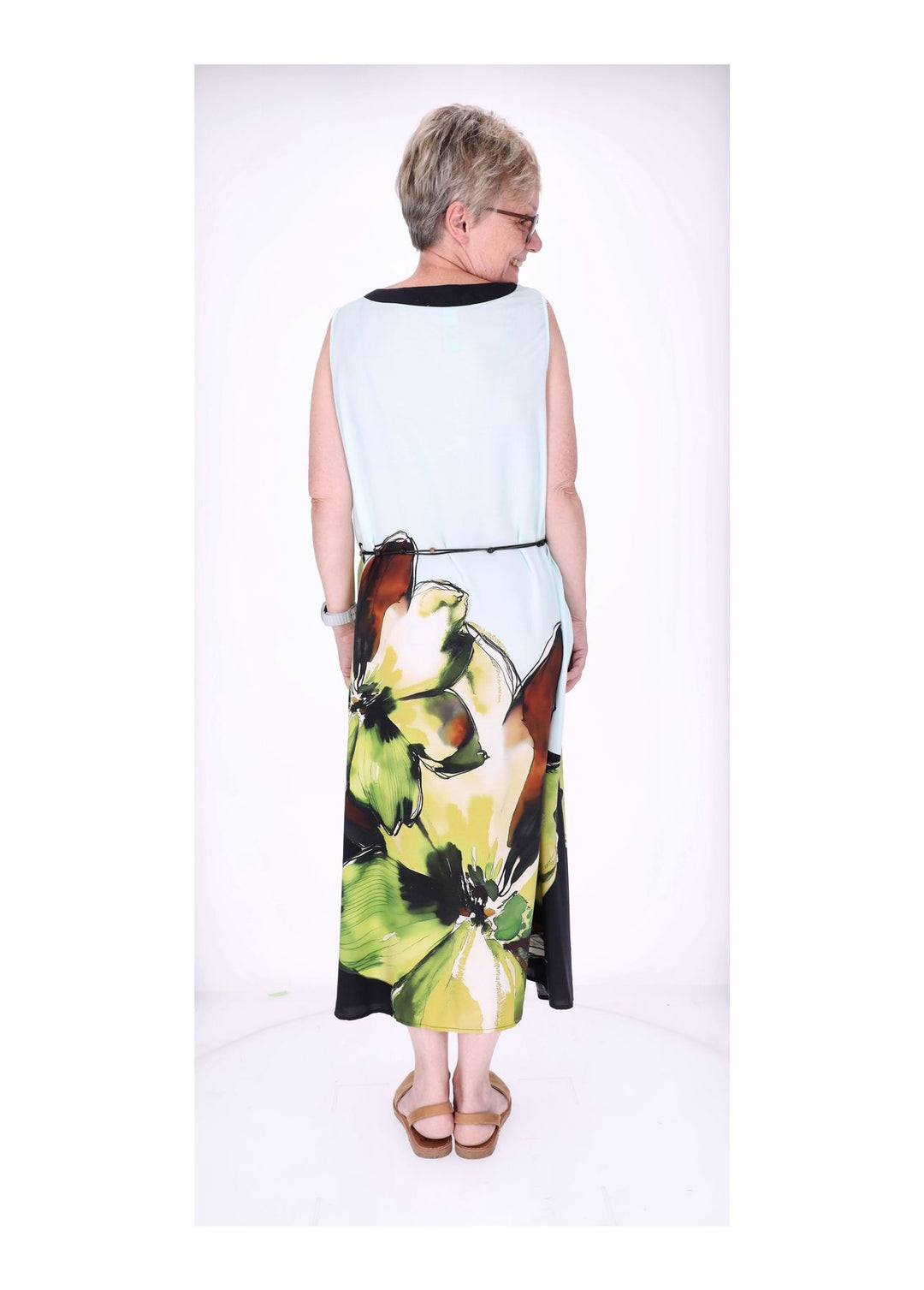 Kleid ohne Arme leichter Gürtel AOP Blüte