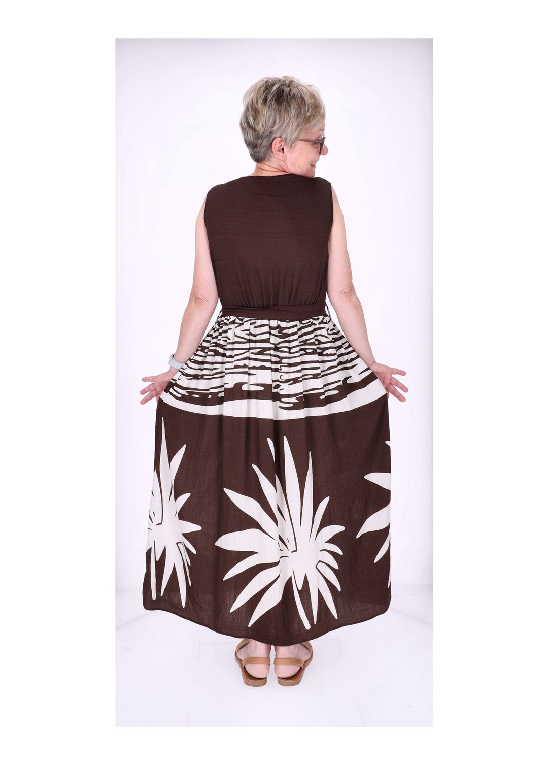 Kleid ohne Arm Oberteil Uni V-Ausschnit Rock AOP