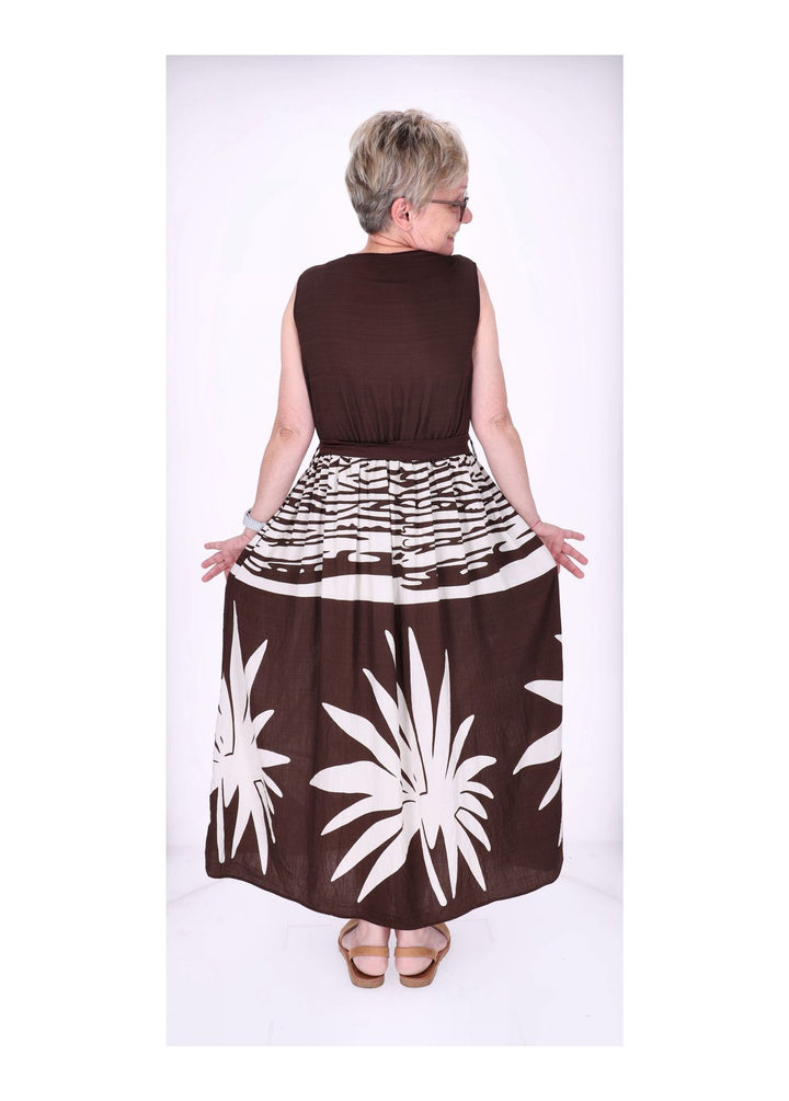 Kleid ohne Arm Oberteil Uni V-Ausschnit Rock AOP