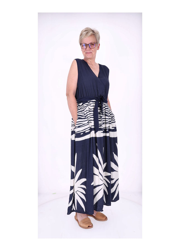 Kleid ohne Arm Oberteil Uni V-Ausschnit Rock AOP