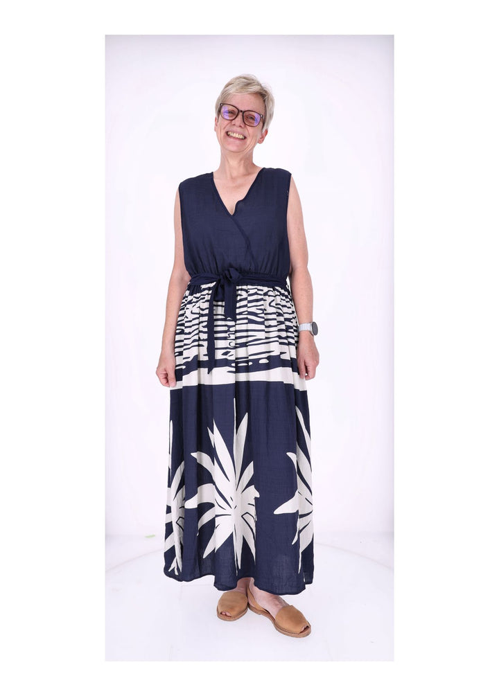 Kleid ohne Arm Oberteil Uni V-Ausschnit Rock AOP