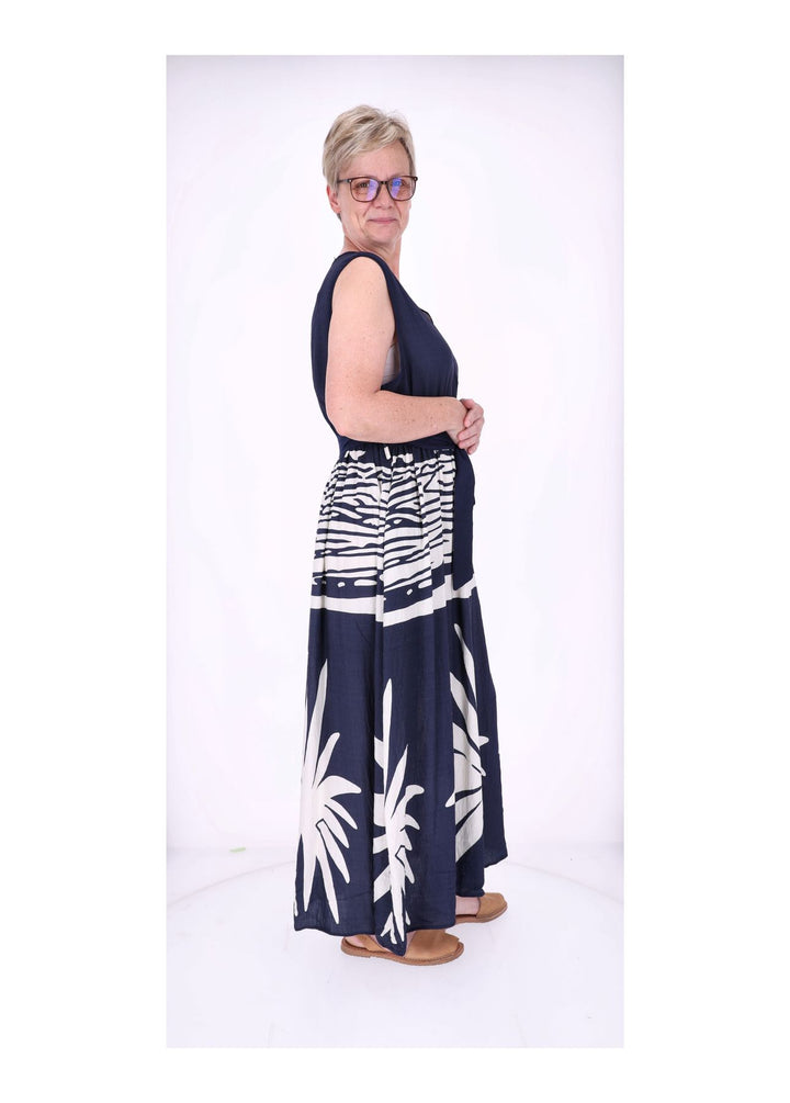 Kleid ohne Arm Oberteil Uni V-Ausschnit Rock AOP