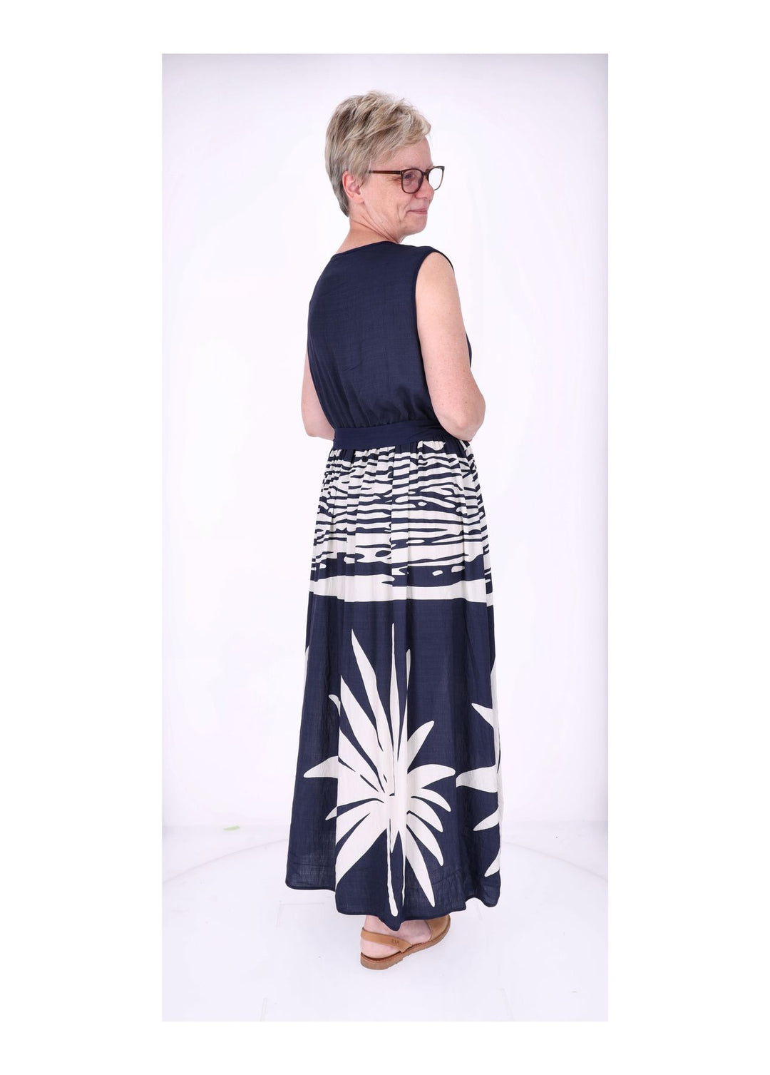 Kleid ohne Arm Oberteil Uni V-Ausschnit Rock AOP