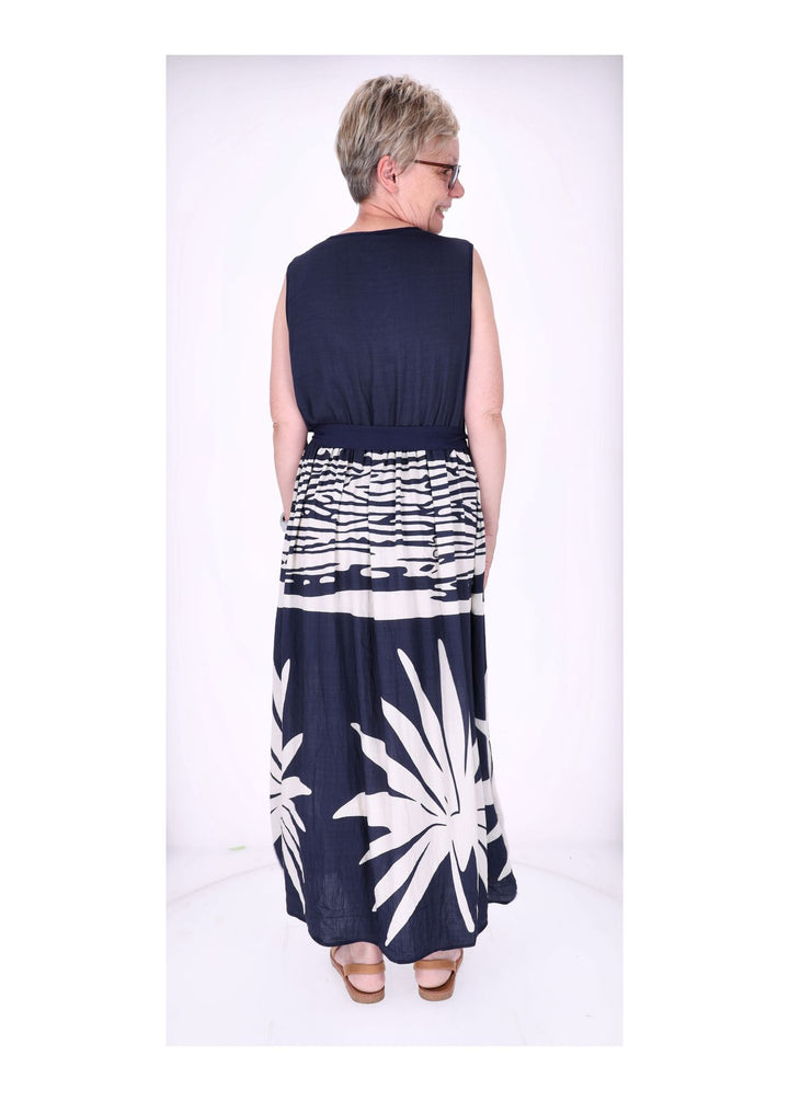 Kleid ohne Arm Oberteil Uni V-Ausschnit Rock AOP