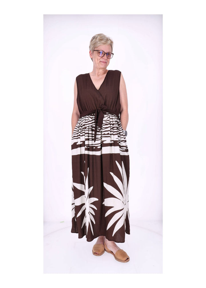 Kleid ohne Arm Oberteil Uni V-Ausschnit Rock AOP