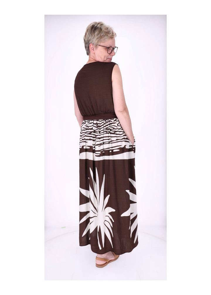 Kleid ohne Arm Oberteil Uni V-Ausschnit Rock AOP