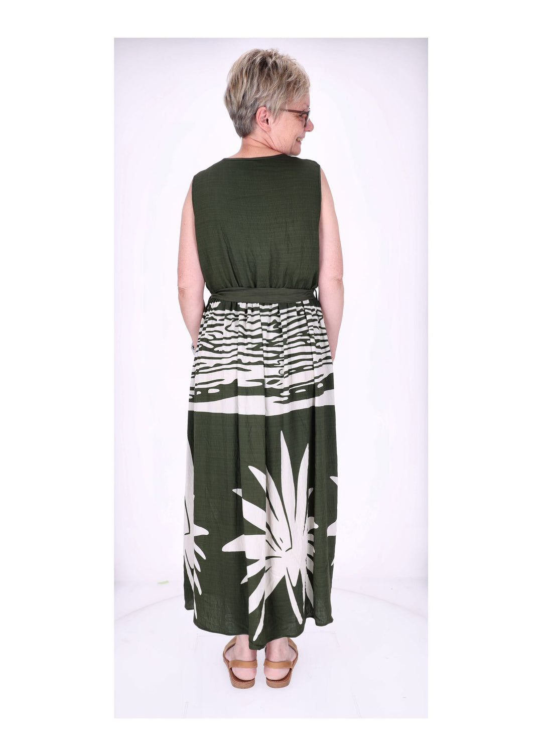 Kleid ohne Arm Oberteil Uni V-Ausschnit Rock AOP