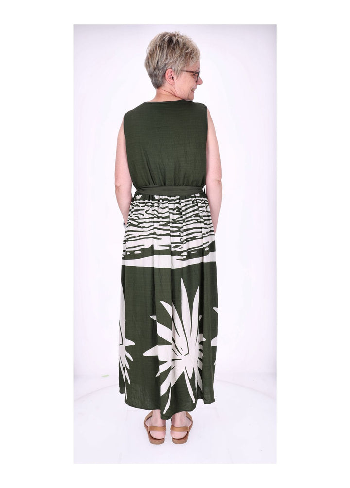 Kleid ohne Arm Oberteil Uni V-Ausschnit Rock AOP