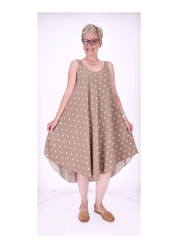 Kleid schmale Träger A-Form AOP Punkte