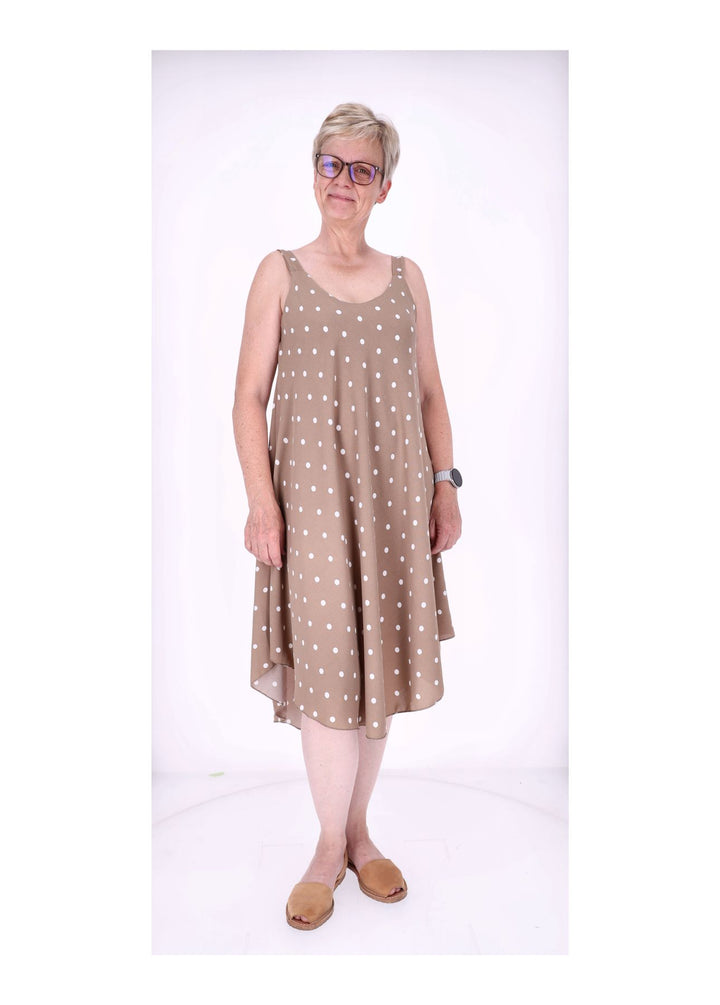 Kleid schmale Träger A-Form AOP Punkte