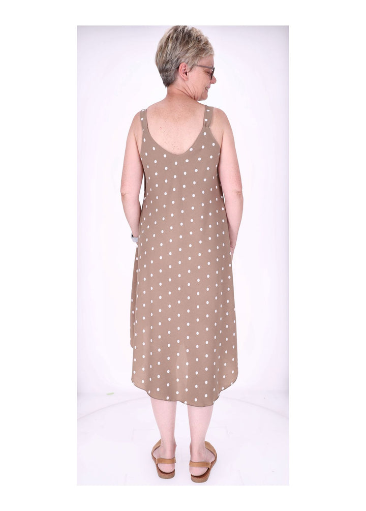 Kleid schmale Träger A-Form AOP Punkte