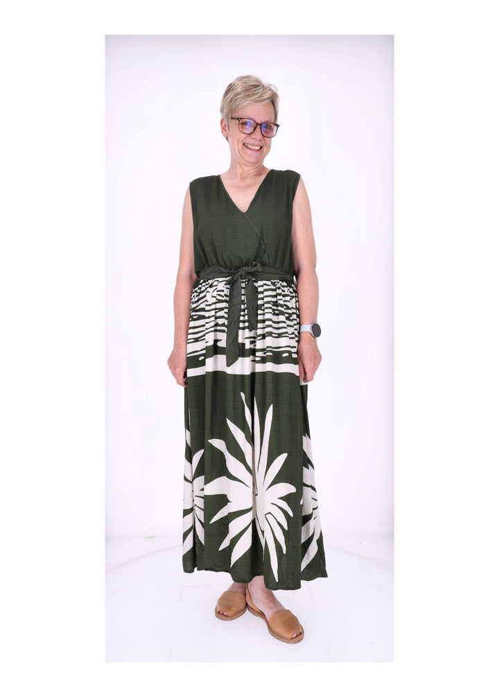 Kleid ohne Arm Oberteil Uni V-Ausschnit Rock AOP