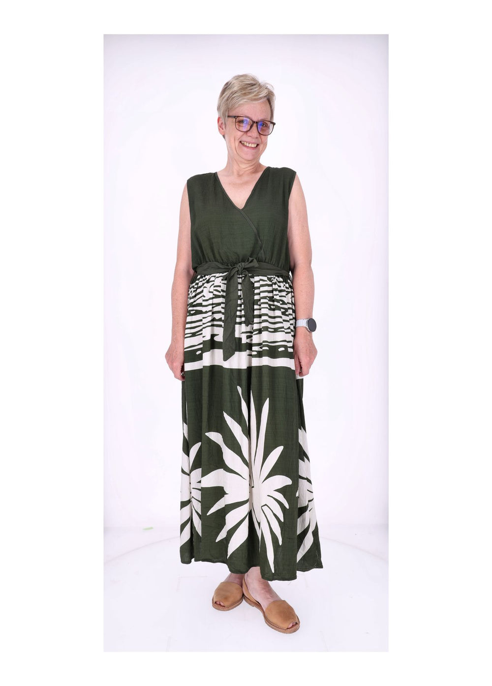 Kleid ohne Arm Oberteil Uni V-Ausschnit Rock AOP