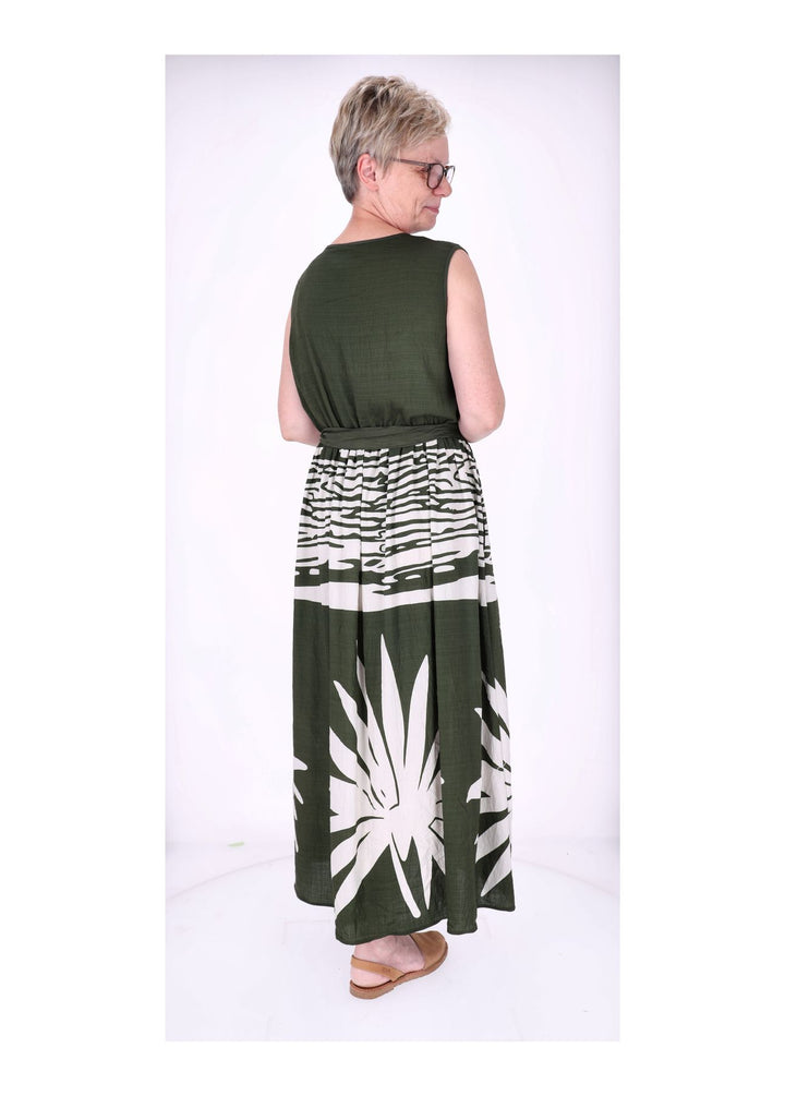 Kleid ohne Arm Oberteil Uni V-Ausschnit Rock AOP