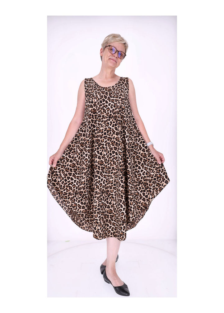 Kleid breite Träger A-Form AOP Leo